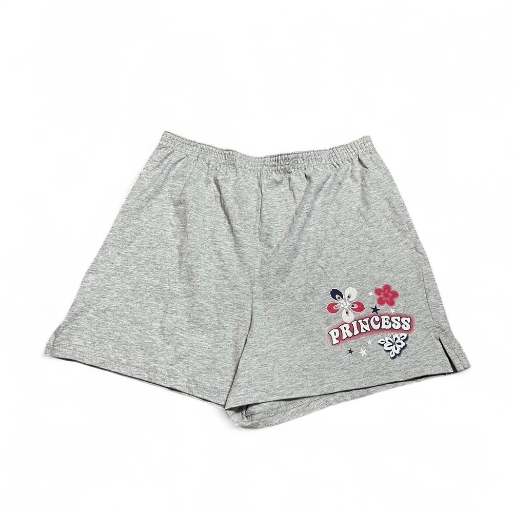 Grey y2k "princess" shorts with flower details